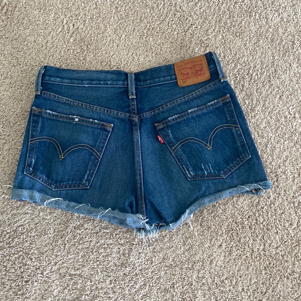 501 Levi Distressed denim shorts